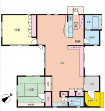 福山市川口町、中古一戸建ての間取り画像です