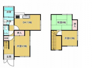 福山市沼隈町大字能登原、中古一戸建ての間取り画像です