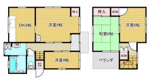 福山市東川口町、中古一戸建ての間取り画像です