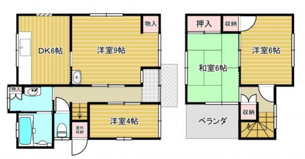 福山市東川口町、中古一戸建ての間取り画像です