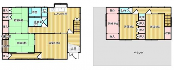 福山市幕山台、中古一戸建ての間取り画像です