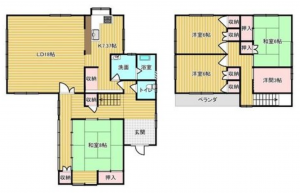 福山市幕山台、中古一戸建ての間取り画像です