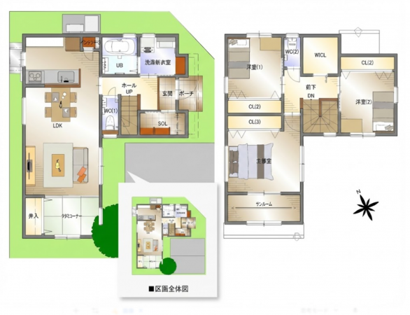 福山市川口町、新築一戸建ての間取り画像です
