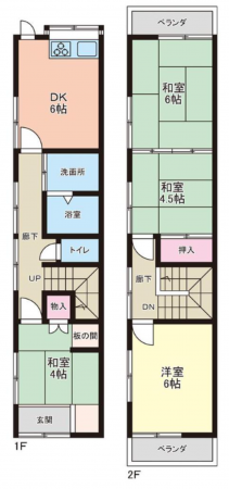 福山市鞆町後地、中古一戸建ての間取り画像です