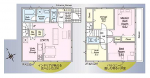 福山市多治米町、新築一戸建ての間取り画像です