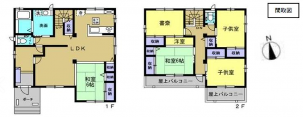 福山市木之庄町、中古一戸建ての間取り画像です