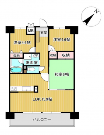 福山市東深津町、マンションの間取り画像です