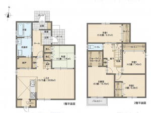福山市手城町、新築一戸建ての間取り画像です