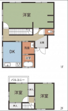 福山市城興ケ丘、中古一戸建ての間取り画像です