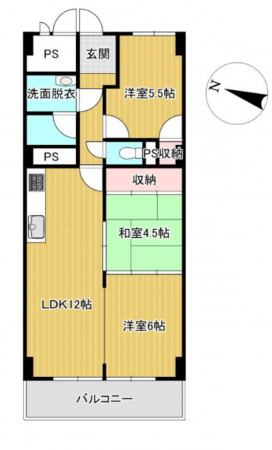 福山市西町、マンションの間取り画像です