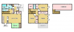 福山市引野町南、中古一戸建ての間取り画像です