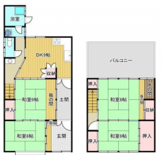 福山市野上町、中古一戸建ての間取り画像です