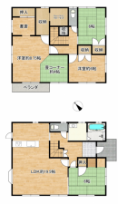 福山市明王台、中古一戸建ての間取り画像です