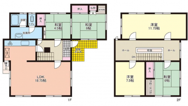 福山市幕山台、中古一戸建ての間取り画像です