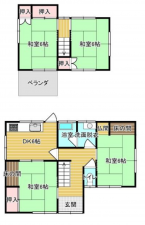 福山市川口町、中古一戸建ての間取り画像です