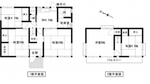 福山市山手町、中古一戸建ての間取り画像です