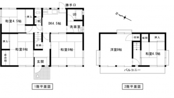 福山市山手町、中古一戸建ての間取り画像です
