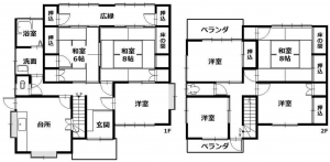 福山市多治米町、中古一戸建ての間取り画像です