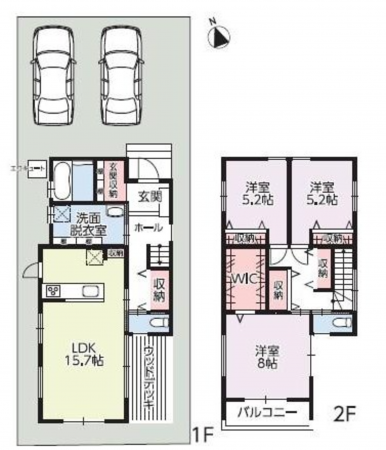 福山市水呑町、中古一戸建ての間取り画像です