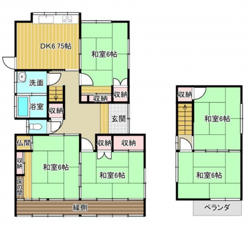 福山市大門町、中古一戸建ての間取り画像です