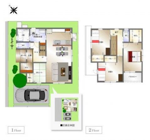 福山市西新涯町、新築一戸建ての間取り画像です