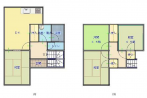 福山市幕山台、収益物件/住宅の間取り画像です