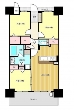 福山市曙町、マンションの間取り画像です