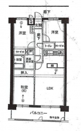 福山市日吉台、マンションの間取り画像です