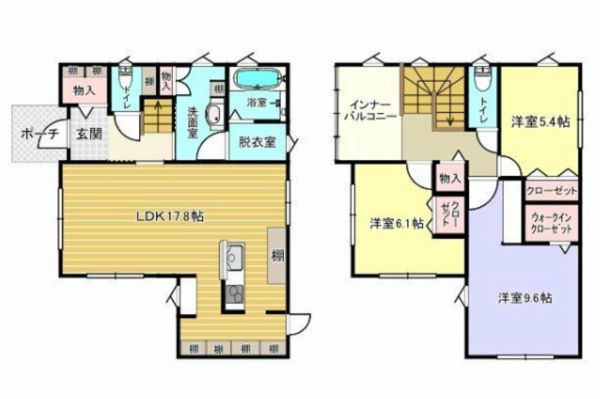 福山市大門町大門、中古一戸建ての間取り画像です