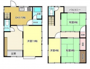 福山市港町、中古一戸建ての間取り画像です