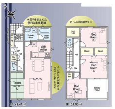 福山市多治米町、新築一戸建ての間取り画像です