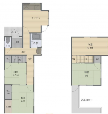 福山市三吉町、中古一戸建ての間取り画像です