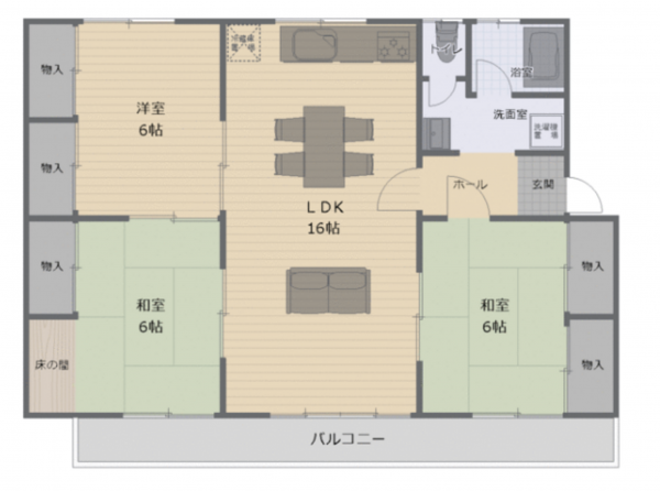 福山市向陽町、マンションの間取り画像です