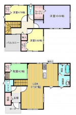 福山市新涯町、中古一戸建ての間取り画像です
