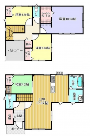福山市新涯町、中古一戸建ての間取り画像です