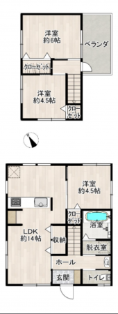 福山市千代田町、中古一戸建ての間取り画像です
