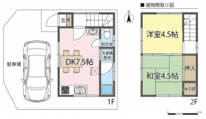 福山市手城町、中古一戸建ての間取り画像です