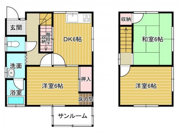 福山市蔵王町、中古一戸建ての間取り画像です