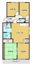 福山市東深津町、マンションの間取り画像です