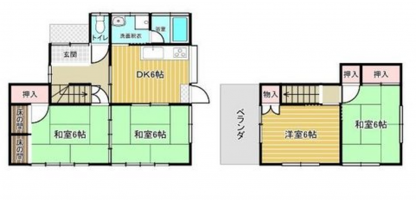 福山市城興ケ丘、中古一戸建ての間取り画像です
