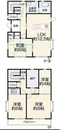福山市南手城町、中古一戸建ての間取り画像です