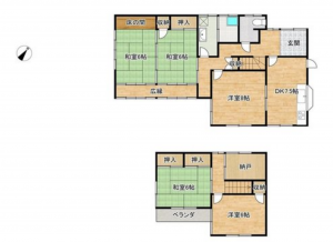 福山市津之郷町大字津之郷、中古一戸建ての間取り画像です