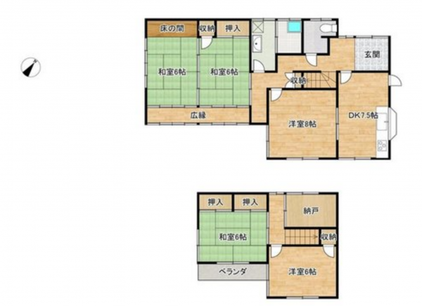 福山市津之郷町大字津之郷、中古一戸建ての間取り画像です
