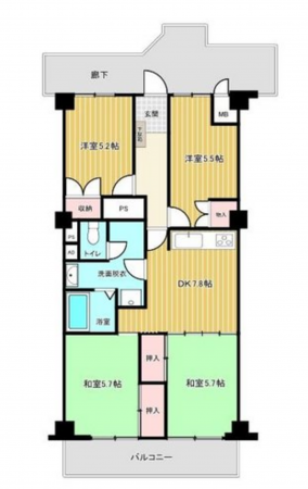 福山市西町、マンションの間取り画像です