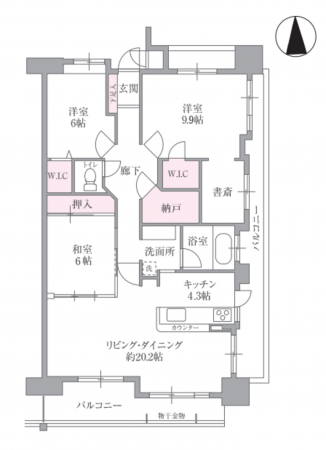 福山市光南町、マンションの間取り画像です