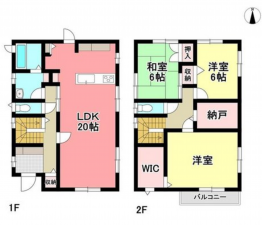 福山市南本庄、中古一戸建ての間取り画像です