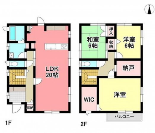 福山市南本庄、中古一戸建ての間取り画像です