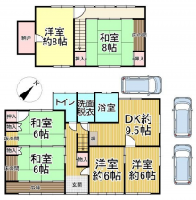 福山市赤坂町大字早戸、中古一戸建ての間取り画像です