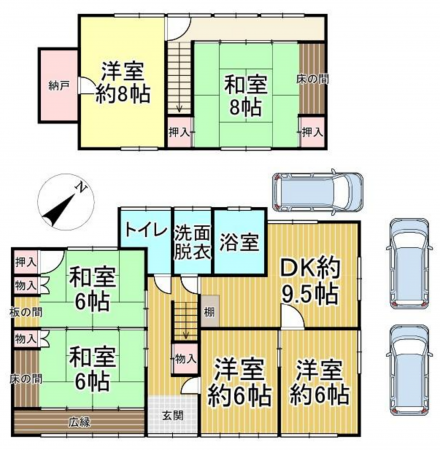 福山市赤坂町大字早戸、中古一戸建ての間取り画像です