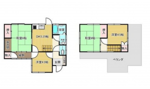 福山市西深津町、中古一戸建ての間取り画像です